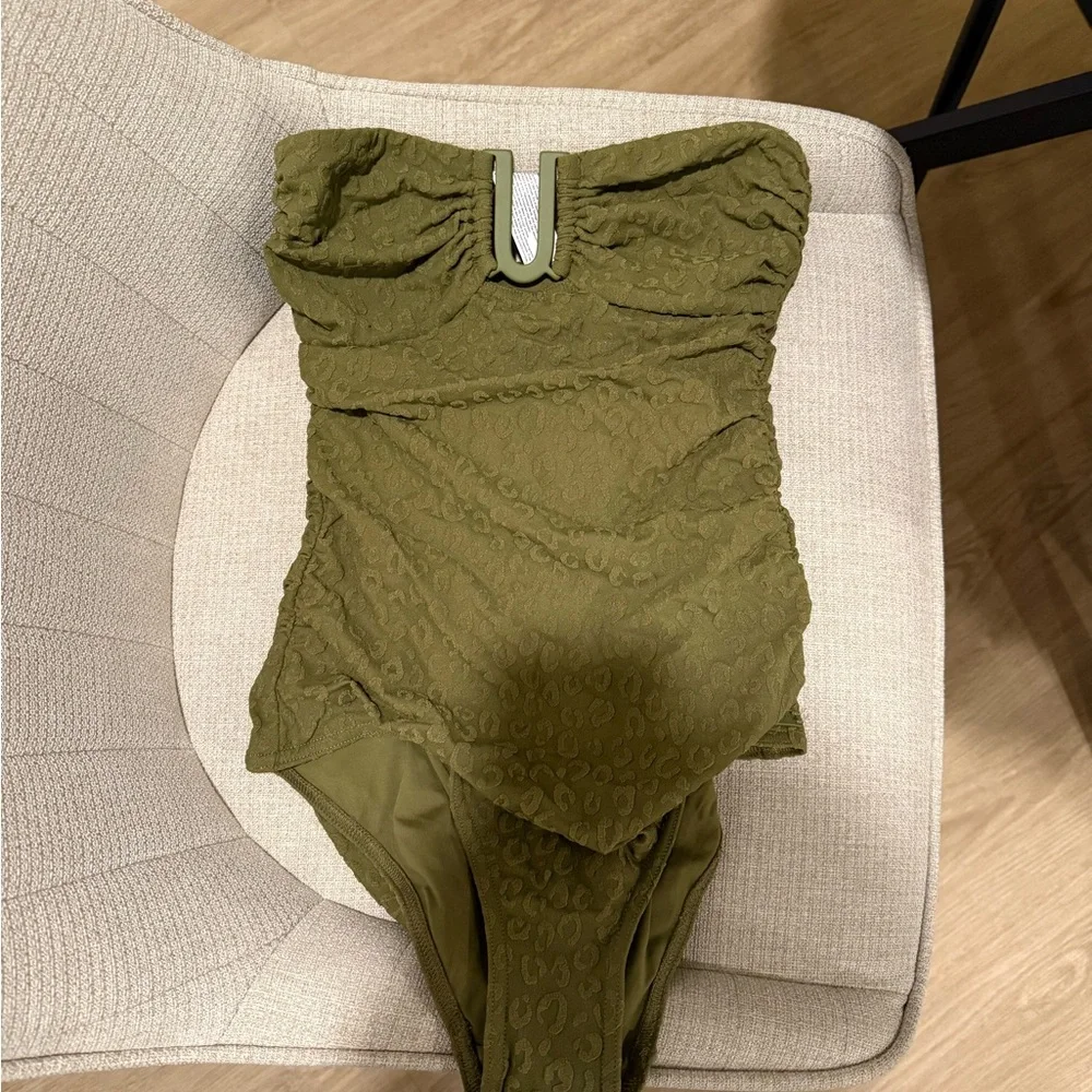 Zimmermann Olive Green Cheetah One Piece Swimsuit NWT - Picture 2 of 4